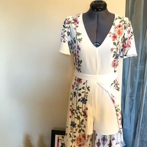 Cream Floral Skirted Romper